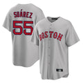 Elroe B.Red Sox #55 Ranger Su¡§¡érez Player Gray Road Home Game Stitched Jerseys