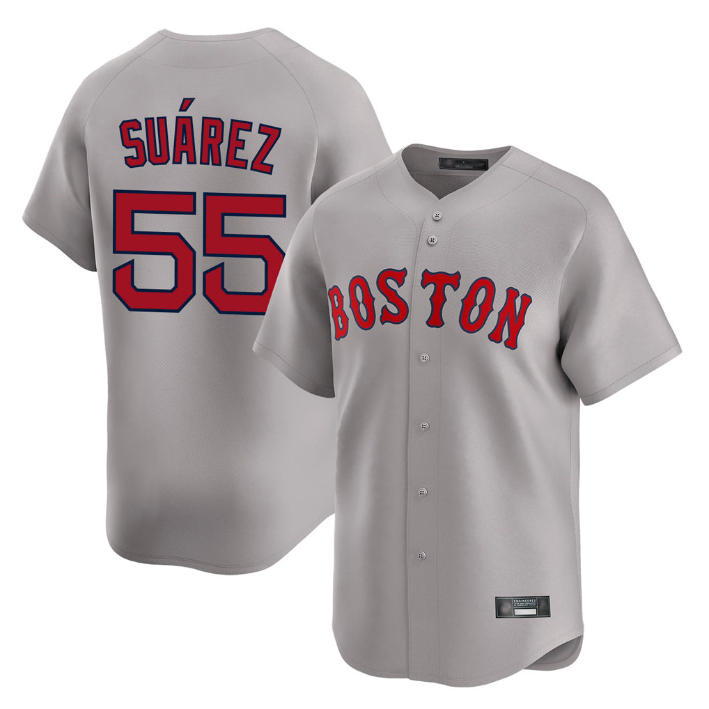 Elroe B.Red Sox #55 Ranger Su¡§¡érez Player Gray Road Limited Home Game Stitched Jerseys