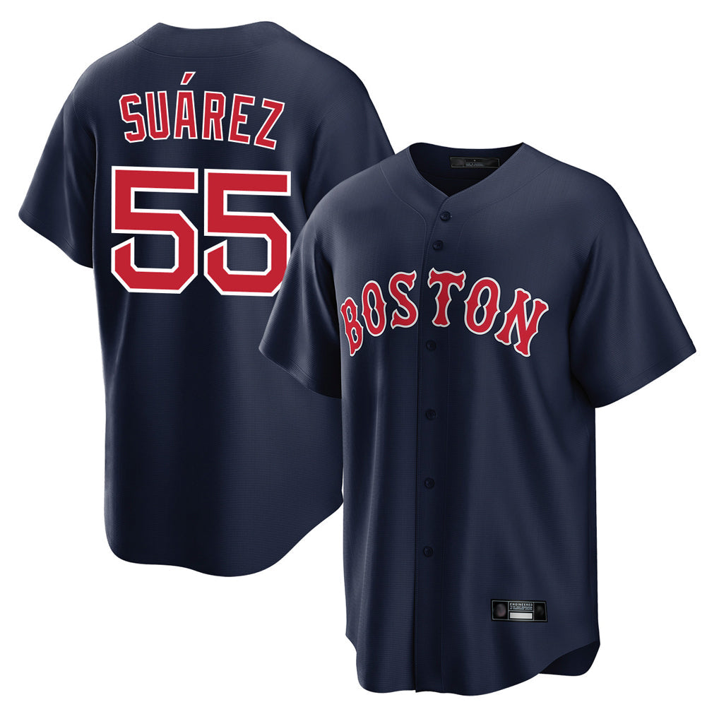 Elroe B.Red Sox #55 Ranger Su¡§¡érez Player Navy Home Game Stitched Jerseys