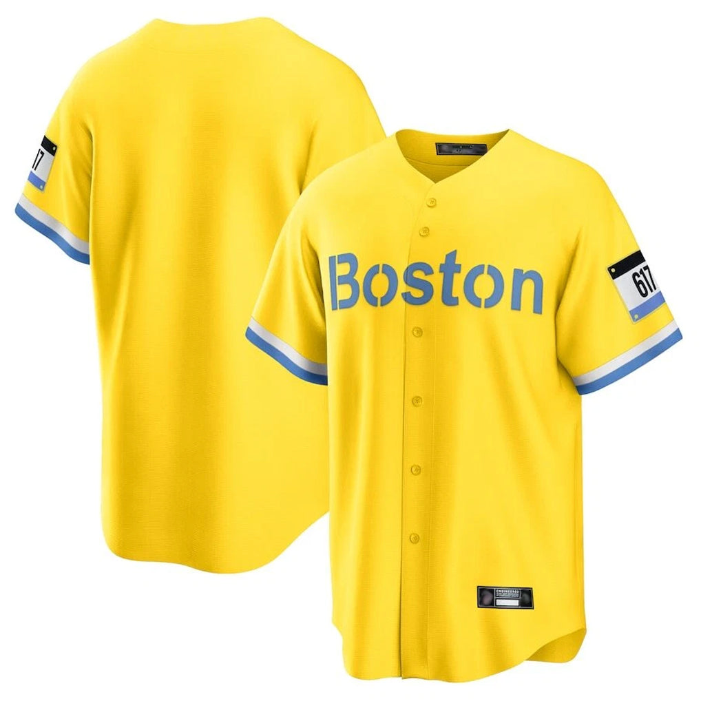 Elroe B.Red Sox Blank Player Yellow Home Game Stitched Jerseys