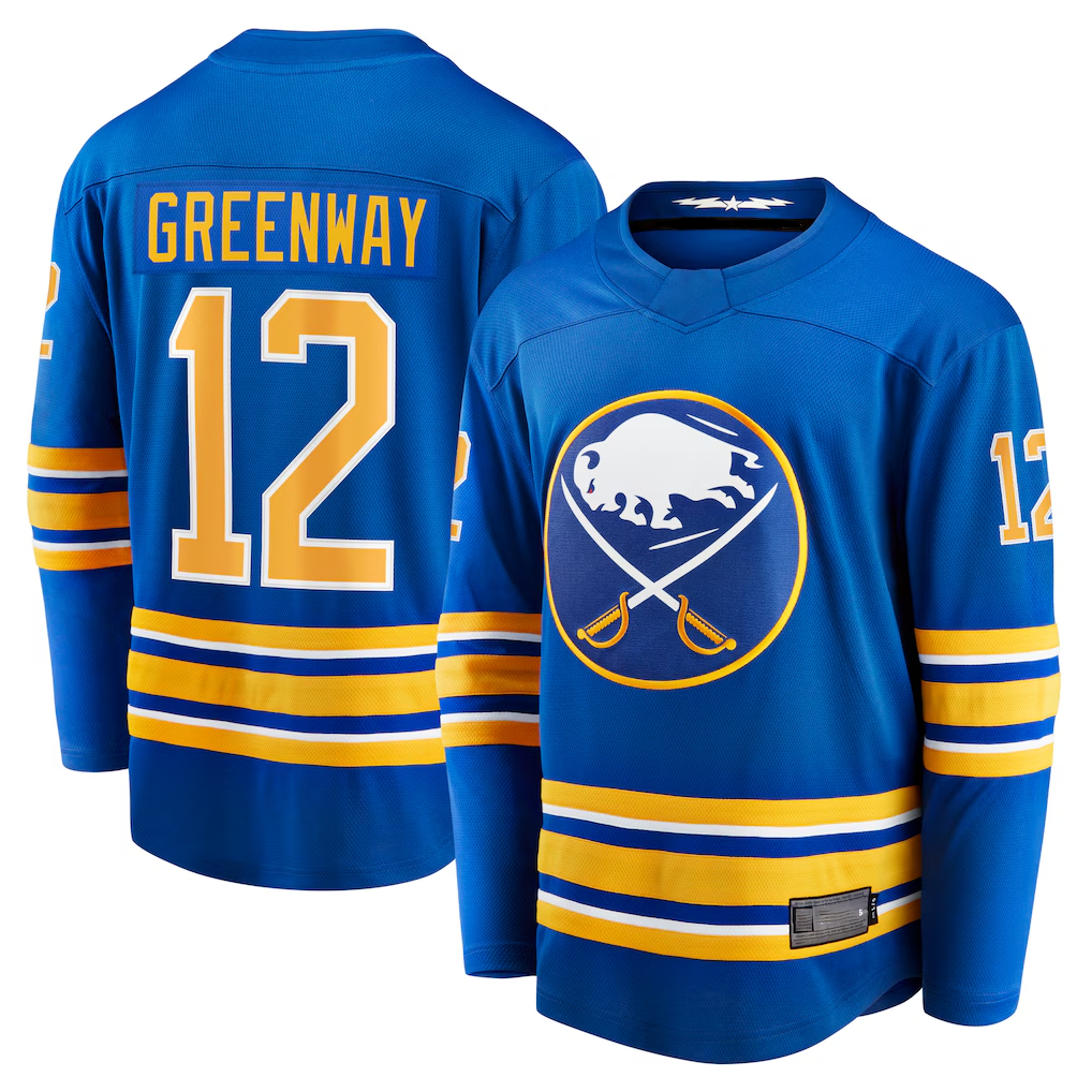 Elroe B.Sabres #12 Jordan Greenway Royal Home Breakaway Stitched Jerseys