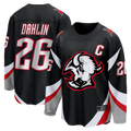 Elroe B.Sabres #26 Rasmus Dahlin Black Alternate Captain Patch Breakaway Stitched Jerseys