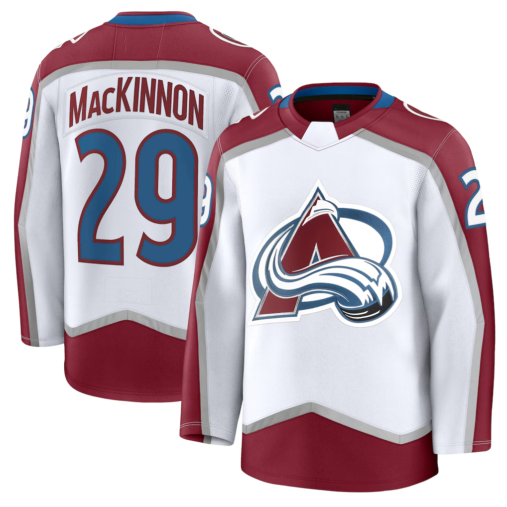 Elroe C.Avalanche #29 Nathan MacKinnon White Away Premium Jerseys