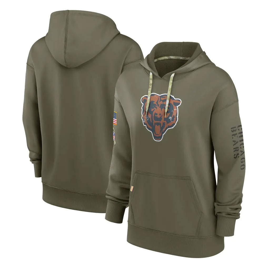 Elroe C.Bears Olive Salute to Service Pullover Hoodies Blank Player Stitched Jerseys