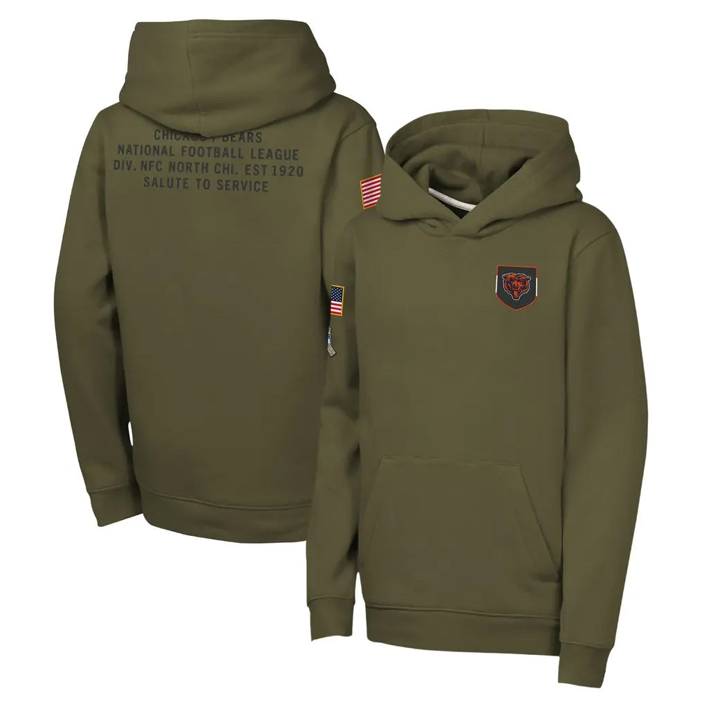 Elroe C.Bears Olive Salute to Service Pullover Hoodies Limited Game Blank Player Stitched Jerseys