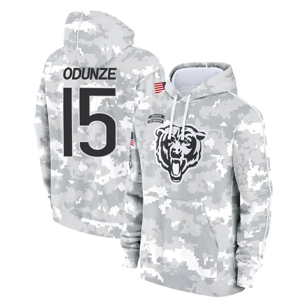 Elroe C.Bears #15 Rome Odunze Player Arctic Camo Salute to Service Pullover Hoodies Limited Stitched Jerseys