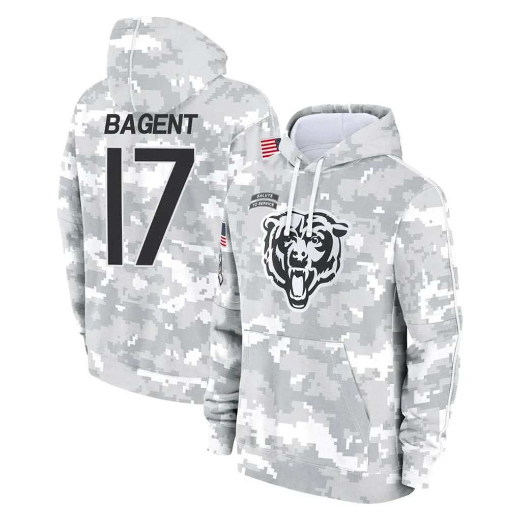 Elroe C.Bears #17 Tyson Bagent Player Arctic Camo Salute to Service Pullover Hoodies Limited Stitched Jerseys