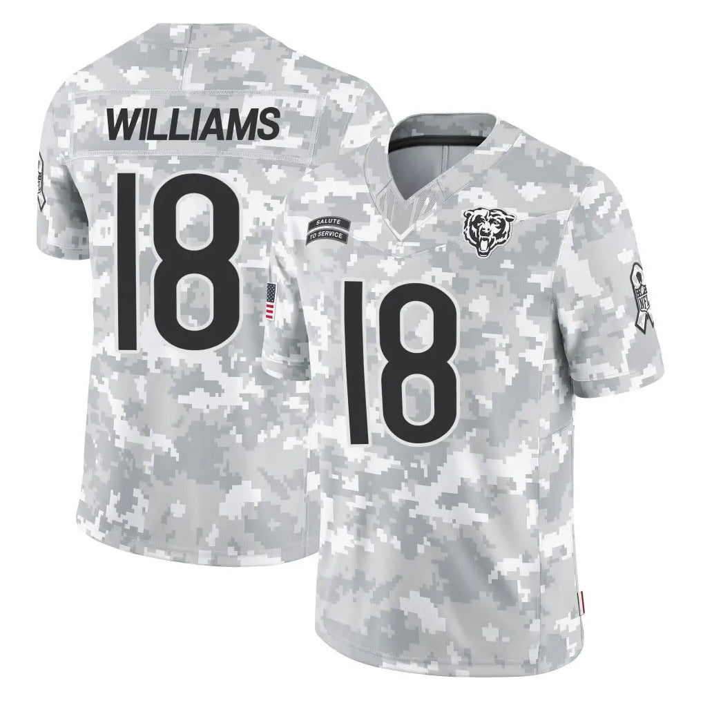 Elroe C.Bears #18 Caleb Williams Player Arctic Camo Salute to Service Limited Stitched Jerseys