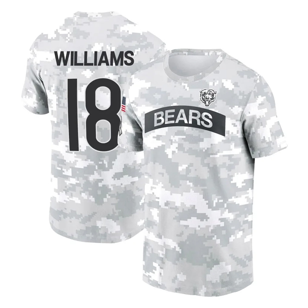 Elroe C.Bears #18 Caleb Williams Player Arctic Camo Salute to Service Performance T-Shirt Limited Stitched Jerseys