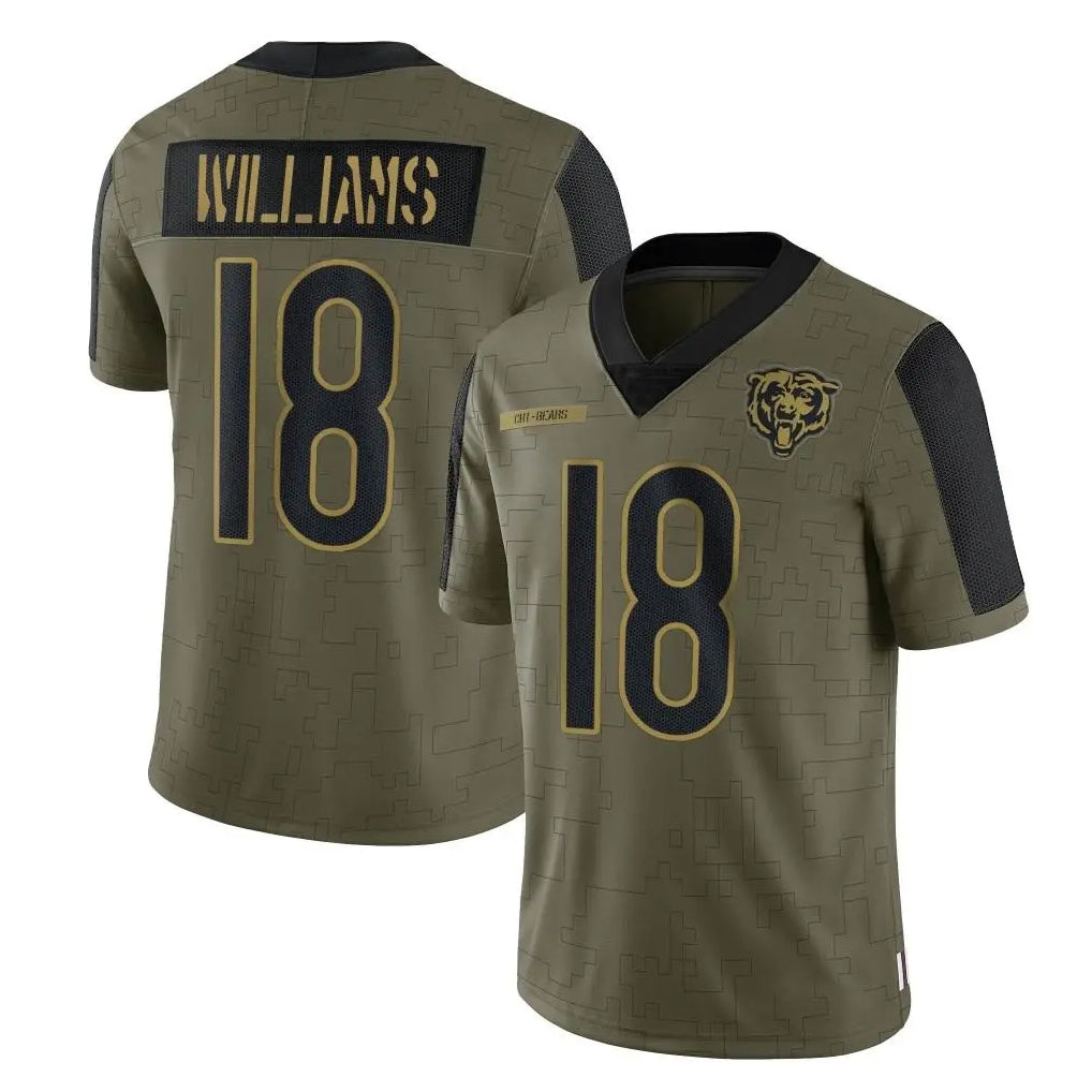 Elroe C.Bears #18 Caleb Williams Player Olive Salute to Service Limited Stitched Jerseys