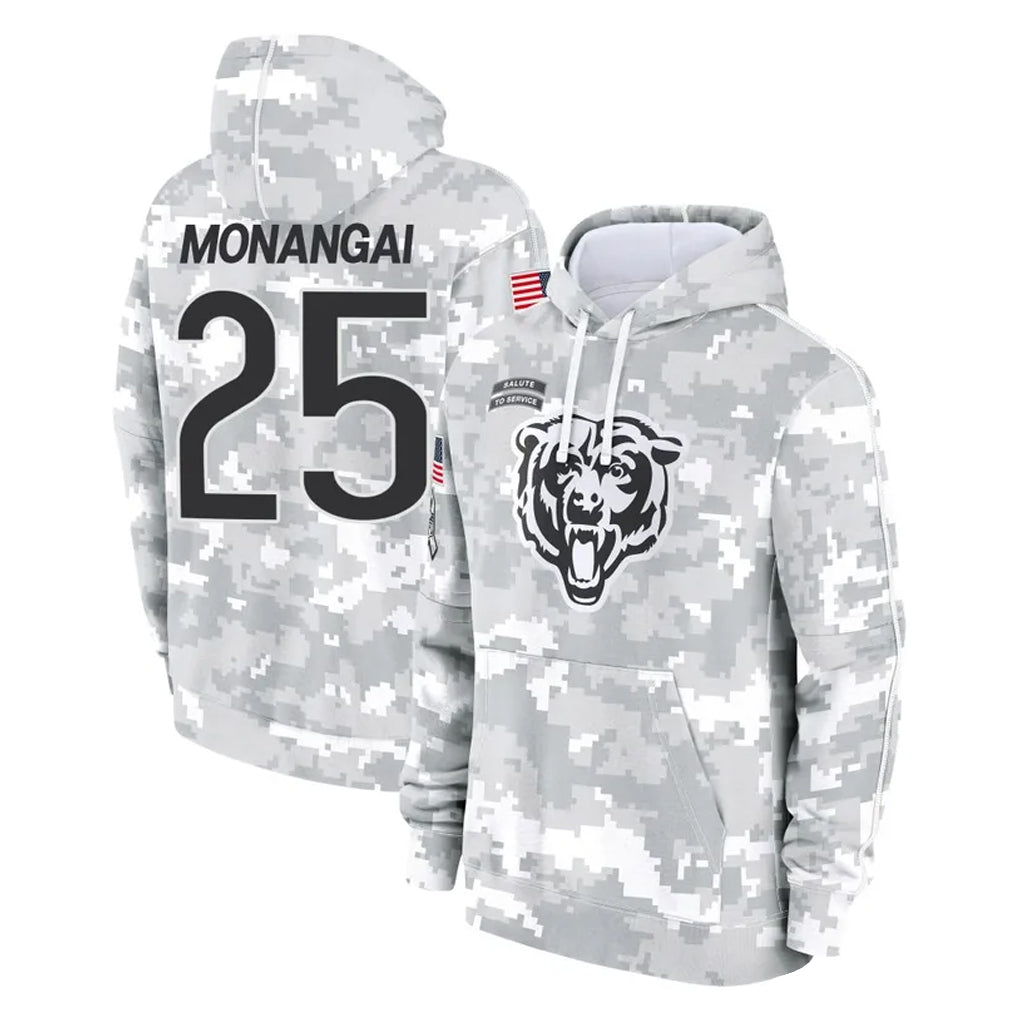 Elroe C.Bears #25 Kyle Monangai Player Arctic Camo Salute to Service Pullover Hoodies Limited Stitched Jerseys