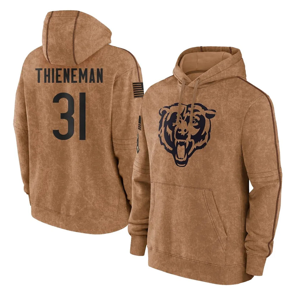 Elroe C.Bears #31 Dillon Thieneman Player Brown Salute to Service Pullover Hoodies Limited Stitched Jerseys