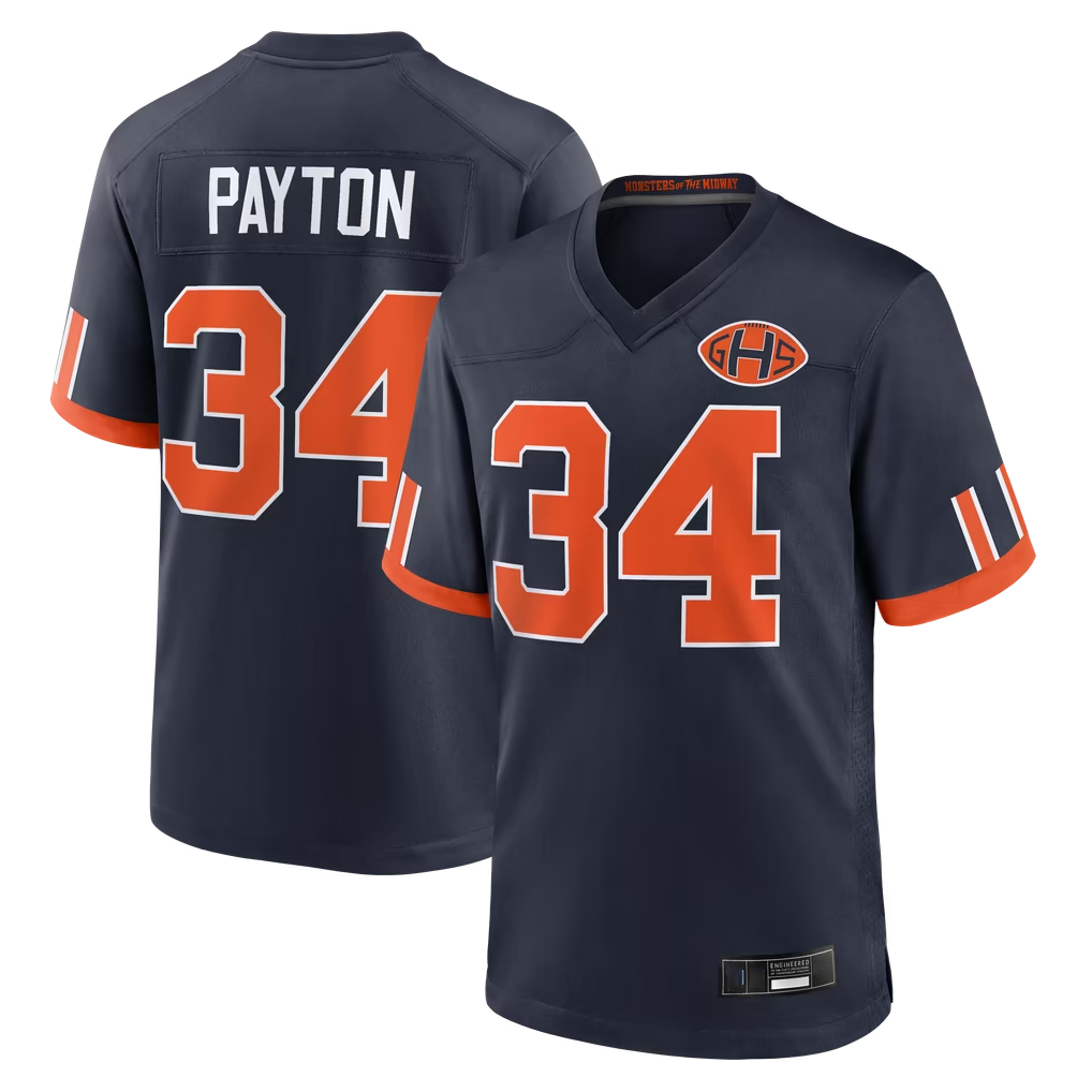 Elroe C.Bears #34 Walter Payton Navy 2026 Rivalries Collection Game Stitched Jerseys
