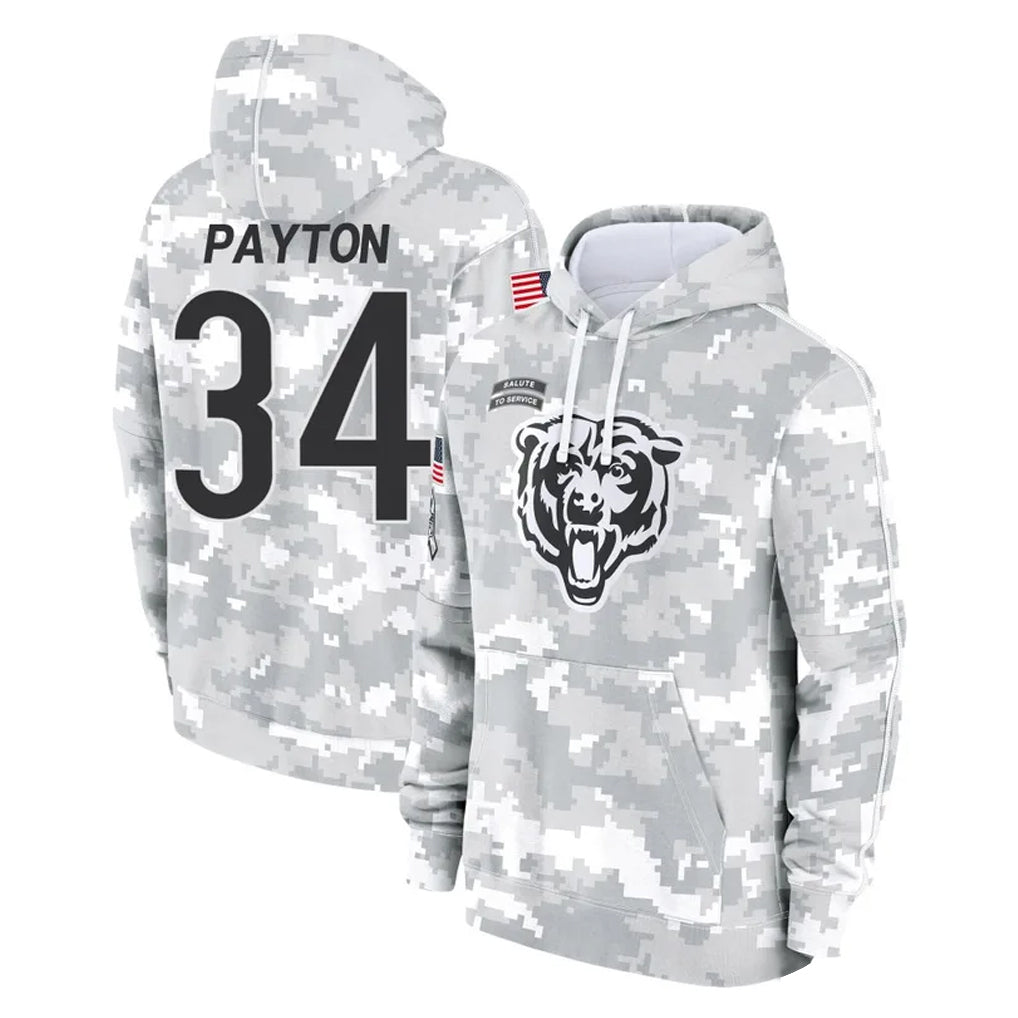 Elroe C.Bears #34 Walter Payton Player Arctic Camo Salute to Service Pullover Hoodies Limited Stitched Jerseys