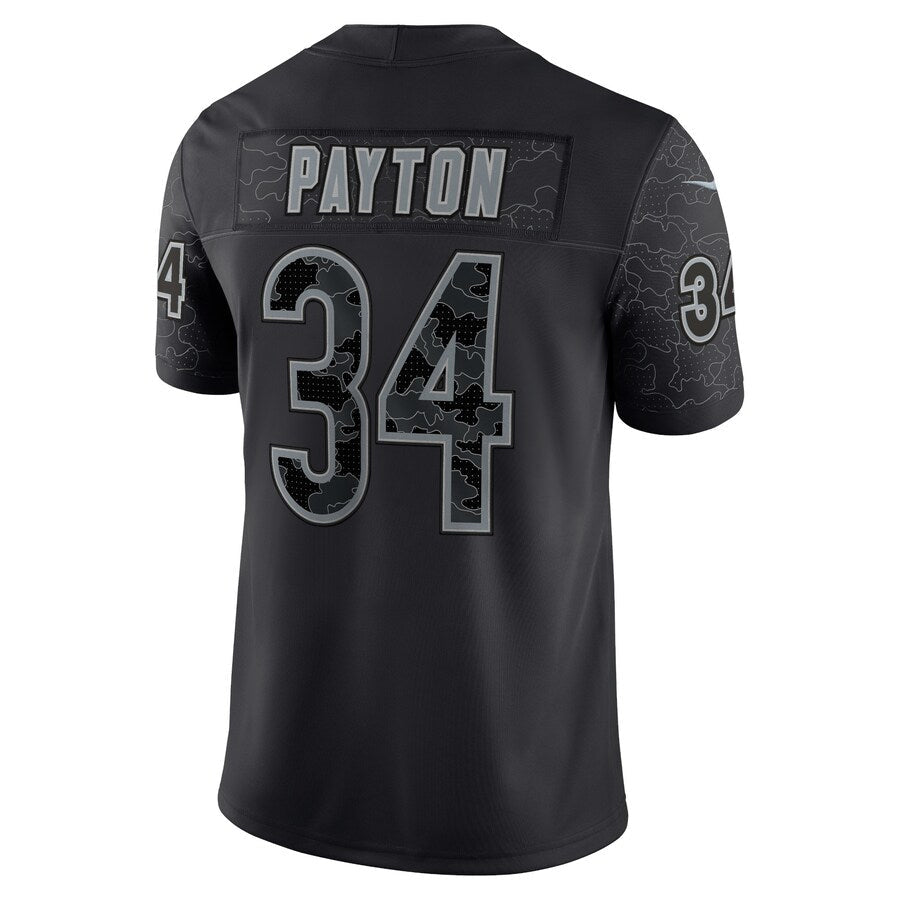Elroe C.Bears #34 Walter Payton Player Black RFLCTV Limited Game Stitched Jerseys