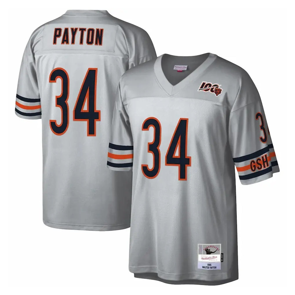 Elroe C.Bears #34 Walter Payton Player Silver Mitchell & Ness Legacy Replica Stitched Jerseys