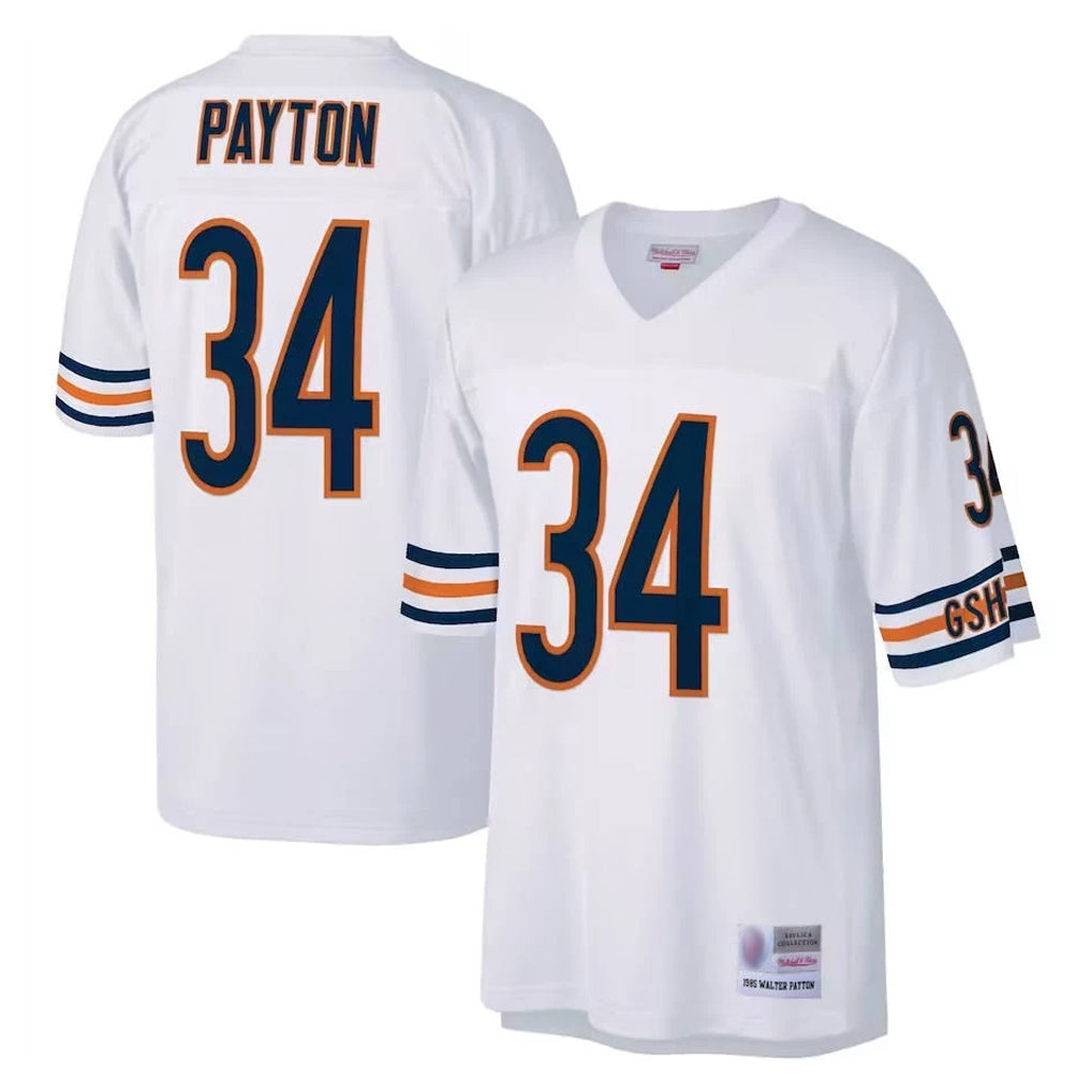 Elroe C.Bears #34 Walter Payton Player White 1985 Walter Payton Mitchell & Ness Throwback Retired Stitched Jerseys
