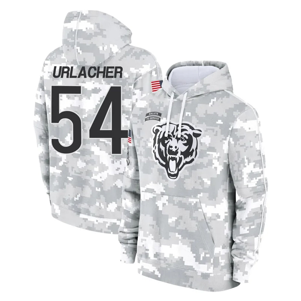 Elroe C.Bears #54 Brian Urlacher Player Arctic Camo Salute to Service Pullover Hoodies Limited Stitched Jerseys