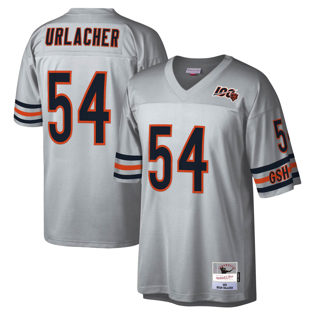 Elroe C.Bears #54 Brian Urlacher Player Silver Mitchell & Ness Legacy Replica Stitched Jerseys