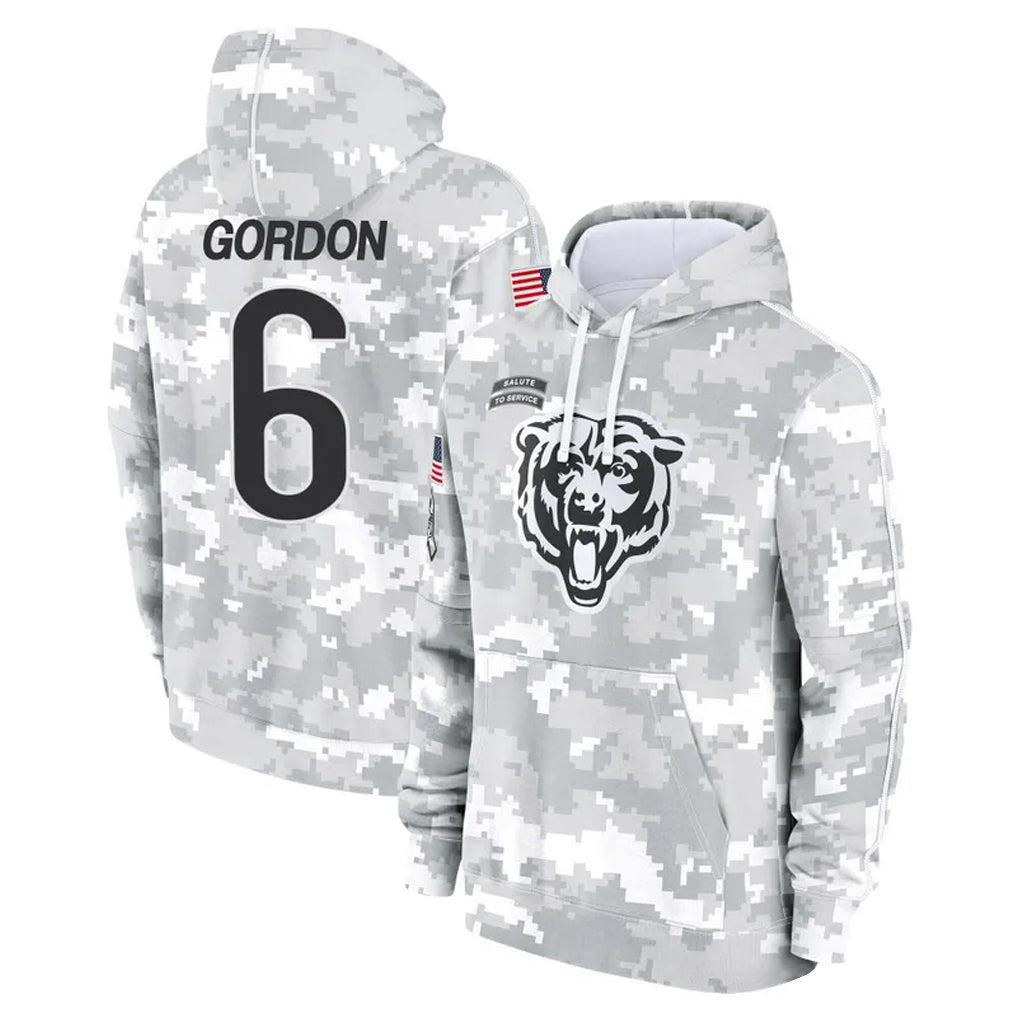 Elroe C.Bears #6 Kyler Gordon Player Arctic Camo Salute to Service Pullover Hoodies Limited Stitched Jerseys