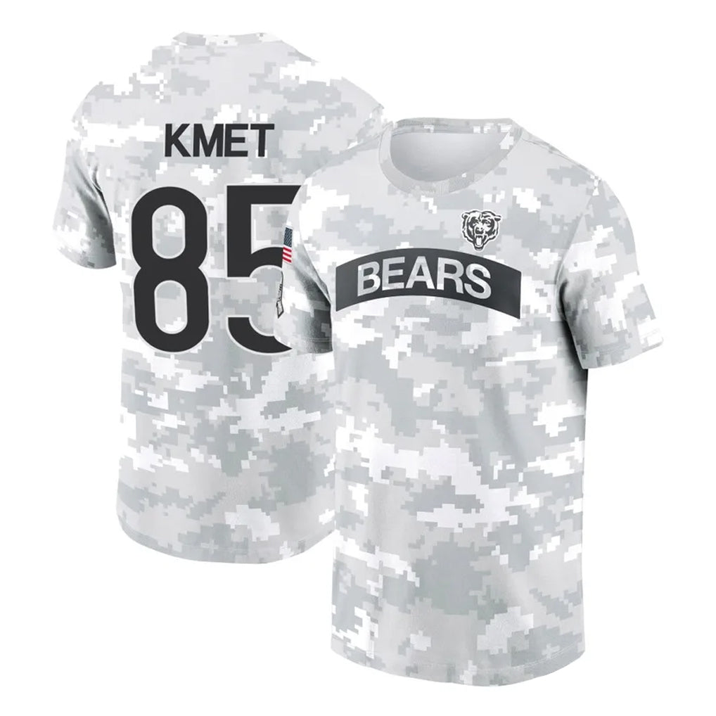 Elroe C.Bears #85 Cole Kmet Player Arctic Camo Salute to Service Performance T-Shirt Limited Stitched Jerseys
