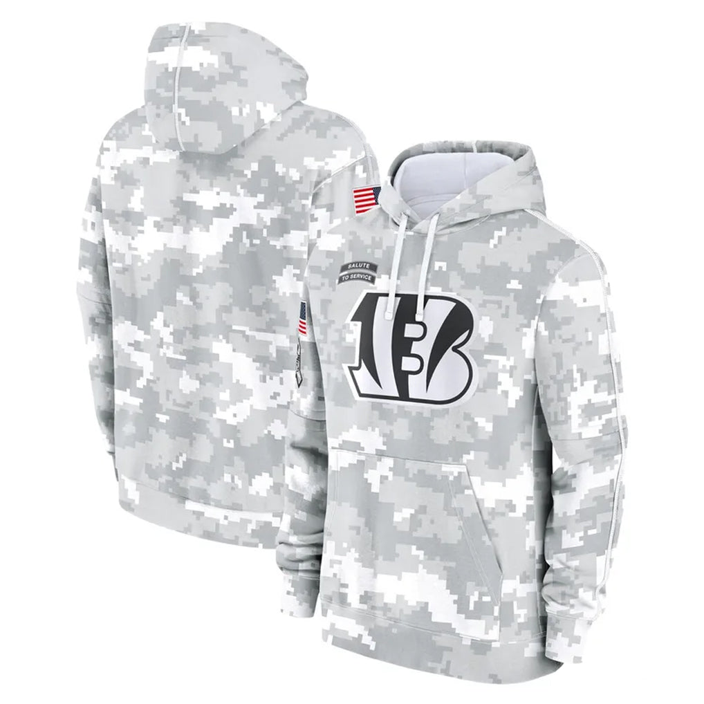 Elroe C.Bengals Arctic Camo Salute to Service Pullover Hoodie Limited Blank Player Stitched Jerseys