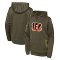 Elroe C.Bengals Olive Salute to Service Performance Pullover Hoodie Blank Player Stitched Jerseys