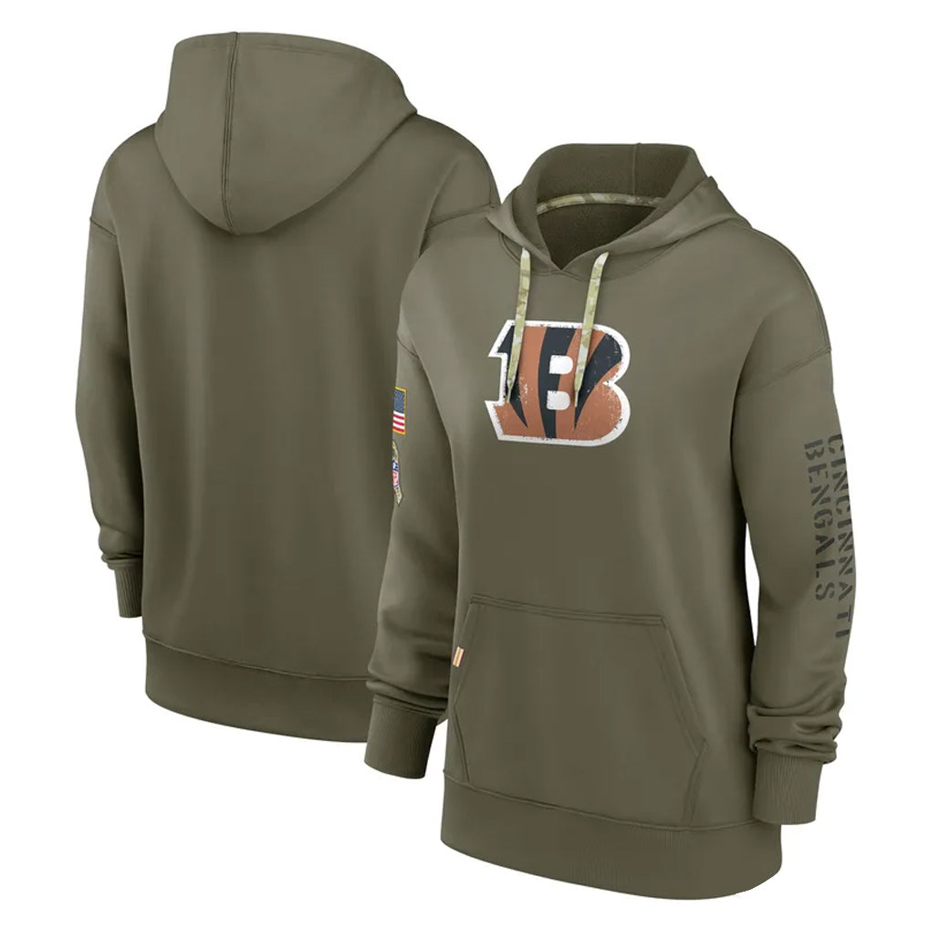 Elroe C.Bengals Olive Salute to Service Performance Pullover Hoodie Limited Blank Player Stitched Jerseys