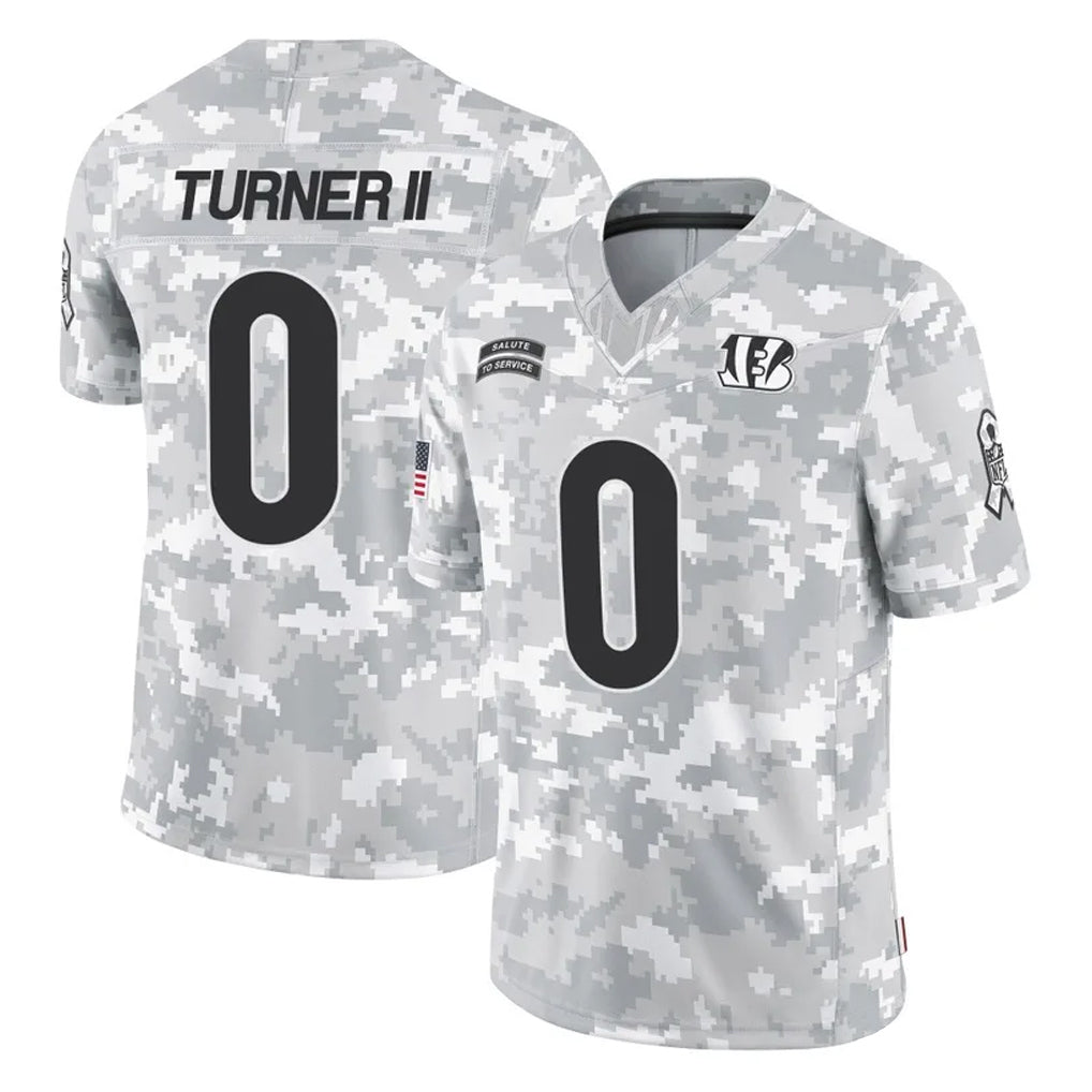 Elroe C.Bengals #0 DJ Turner II Player Arctic Camo Salute to Service Limited Stitched Jerseys