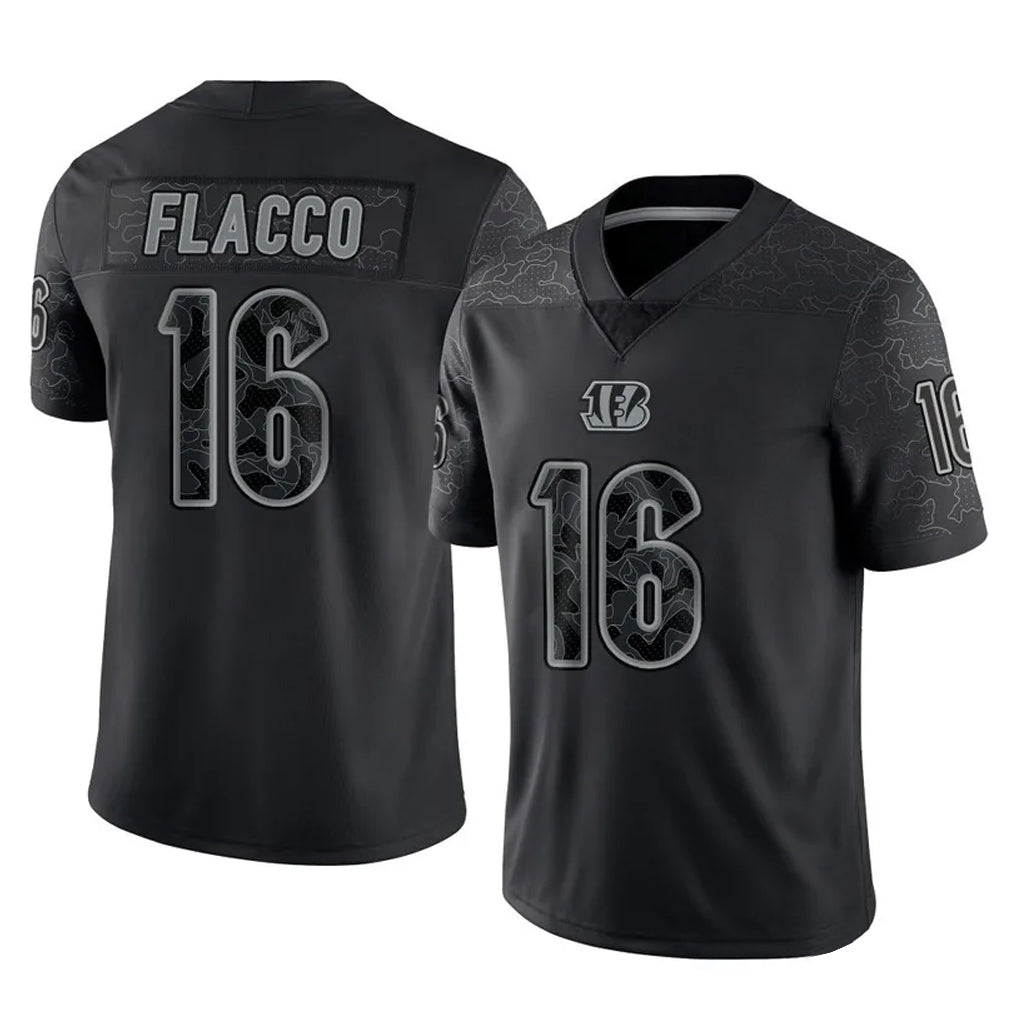 Elroe C.Bengals #16 Joe Flacco Player Black Reflective Limited Game Stitched Jerseys