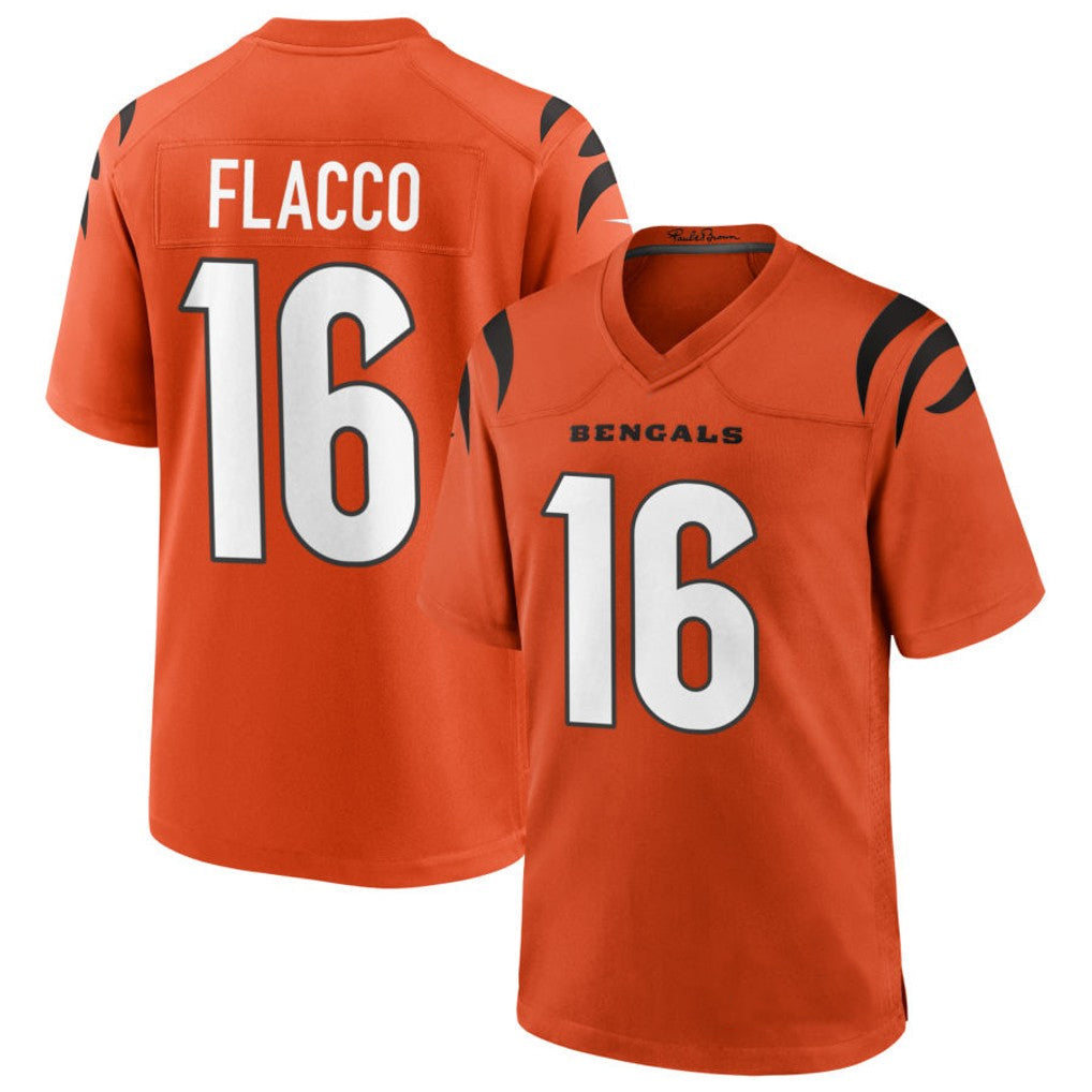 Elroe C.Bengals #16 Joe Flacco Player Orange Home Game Stitched Jerseys