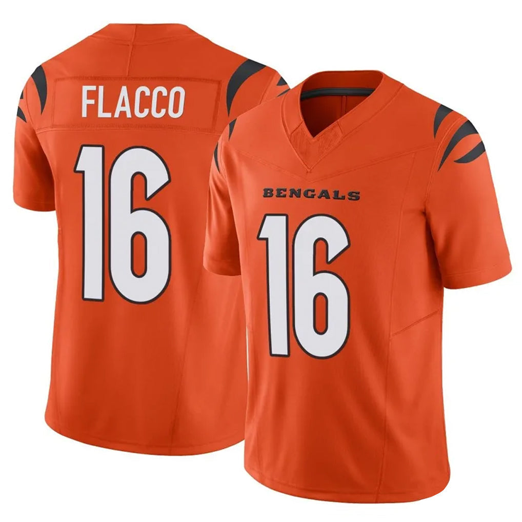 Elroe C.Bengals #16 Joe Flacco Player Orange Vapor F.U.S.E. Limited Home Game Stitched Jerseys