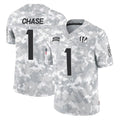 Elroe C.Bengals #1 Ja'Marr Chase Player Arctic Camo Salute to Service Limited Stitched Jerseys