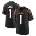 Elroe C.Bengals #1 Ja'Marr Chase Player Black Home Game Stitched Jerseys