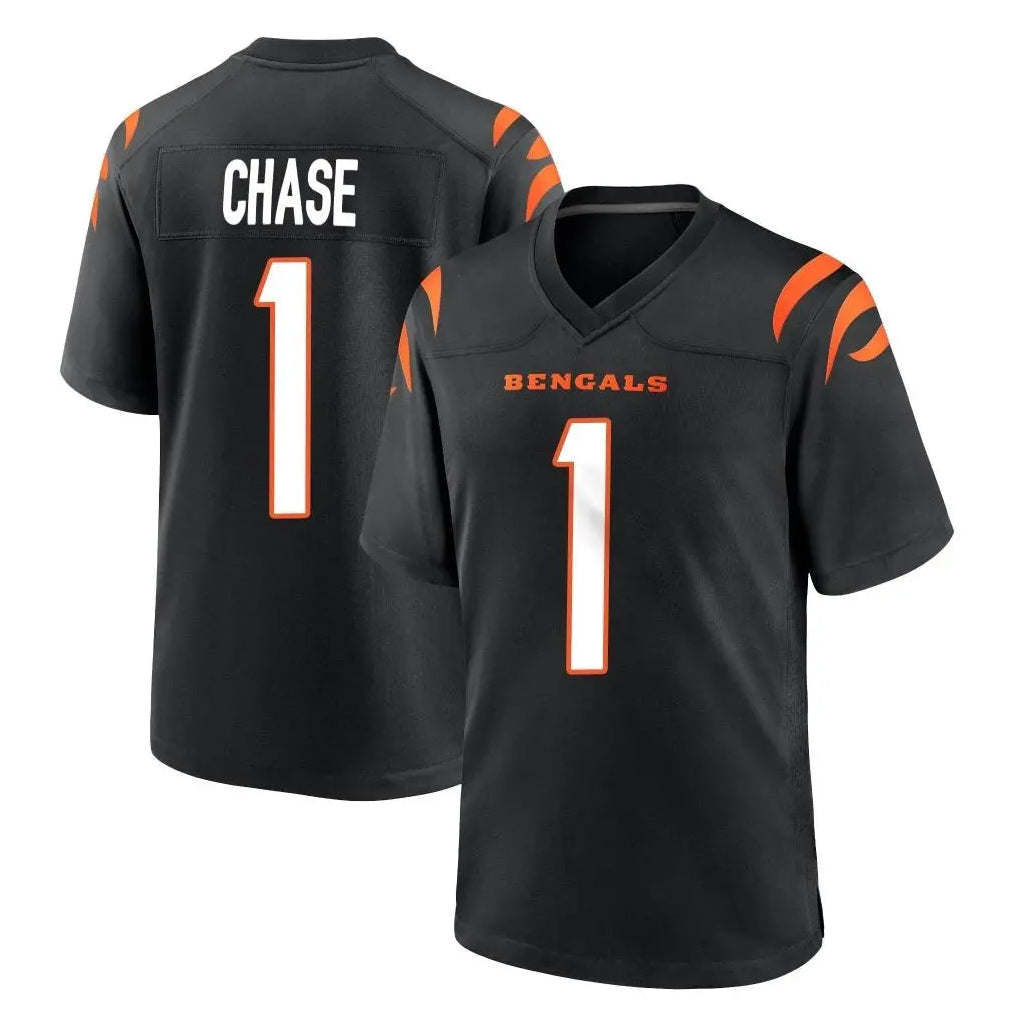 Elroe C.Bengals #1 Ja'Marr Chase Player Black Home Game Stitched Jerseys