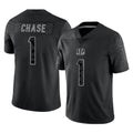 Elroe C.Bengals #1 Ja'Marr Chase Player Black Reflective Limited Game Stitched Jerseys