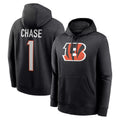 Elroe C.Bengals #1 Ja'Marr Chase Player Black Salute to Service Pullover Hoodies Game Stitched Jerseys