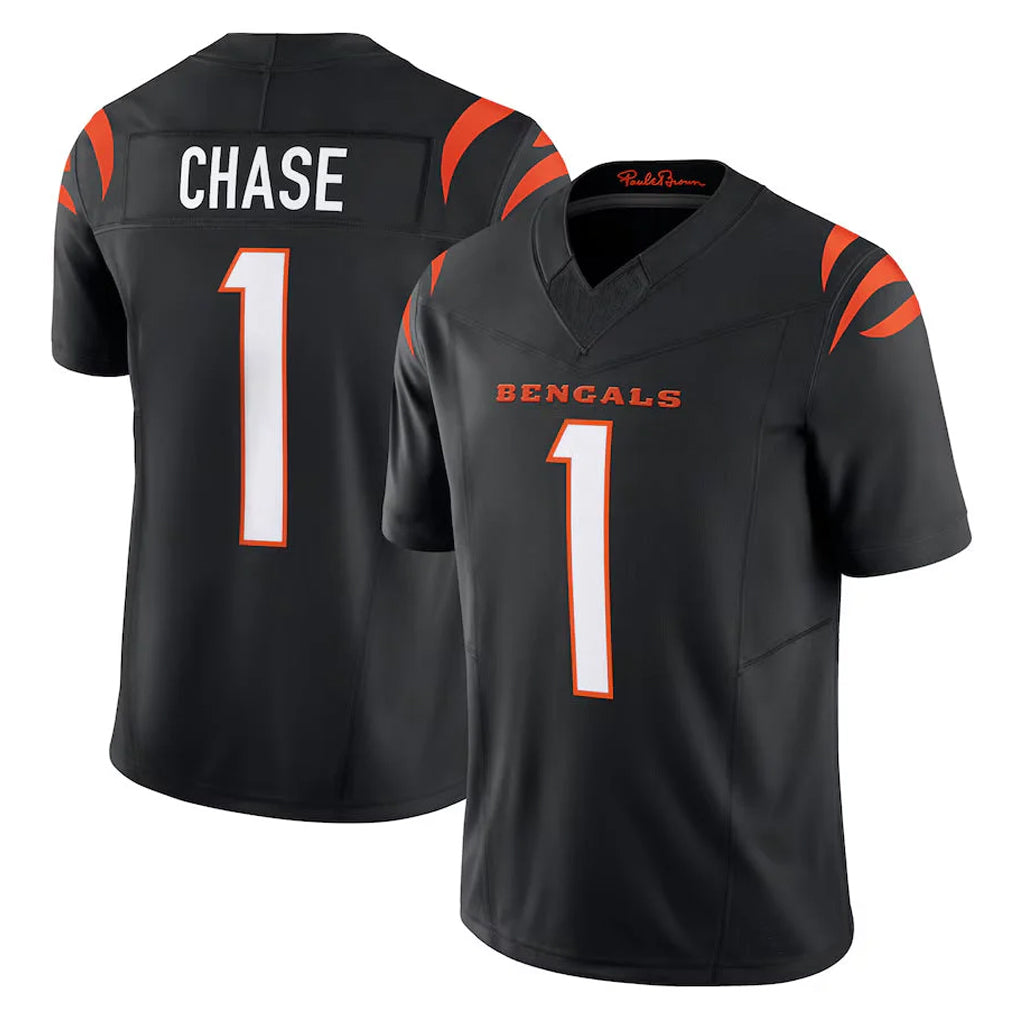 Elroe C.Bengals #1 Ja'Marr Chase Player Black Vapor F.U.S.E. Limited Home Game Stitched Jerseys
