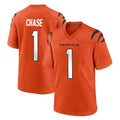 Elroe C.Bengals #1 Ja'Marr Chase Player Orange Home Game Stitched Jerseys