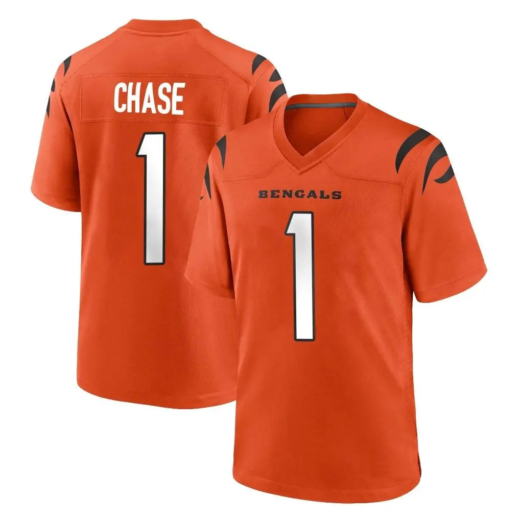 Elroe C.Bengals #1 Ja'Marr Chase Player Orange Home Game Stitched Jerseys