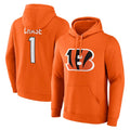 Elroe C.Bengals #1 Ja'Marr Chase Player Orange Salute to Service Pullover Hoodie Limited Stitched Jerseys