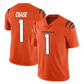 Elroe C.Bengals #1 Ja'Marr Chase Player Orange Vapor Untouchable Limited Home Game Stitched Jerseys