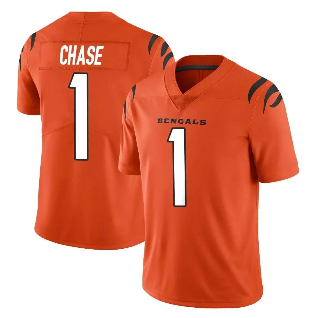 Elroe C.Bengals #1 Ja'Marr Chase Player Orange Vapor Untouchable Limited Home Game Stitched Jerseys
