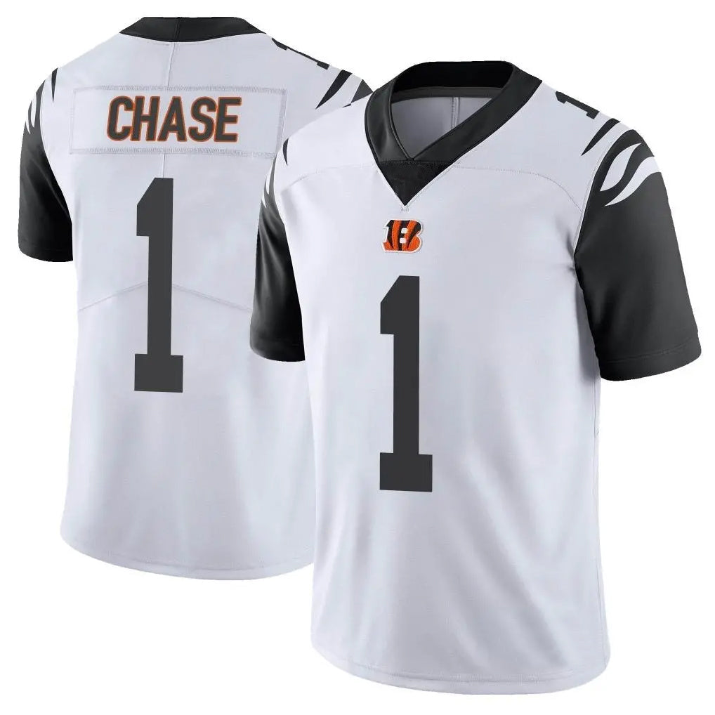 Elroe C.Bengals #1 Ja'Marr Chase Player White Color Rush Vapor Untouchable Limted Home Game Stitched Jerseys