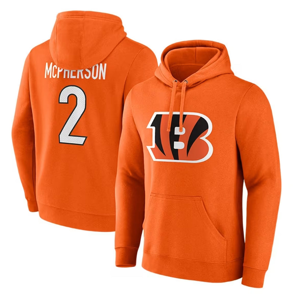 Elroe C.Bengals #2 Evan McPherson Player Orange Salute to Service Pullover Hoodie Limited Stitched Jerseys