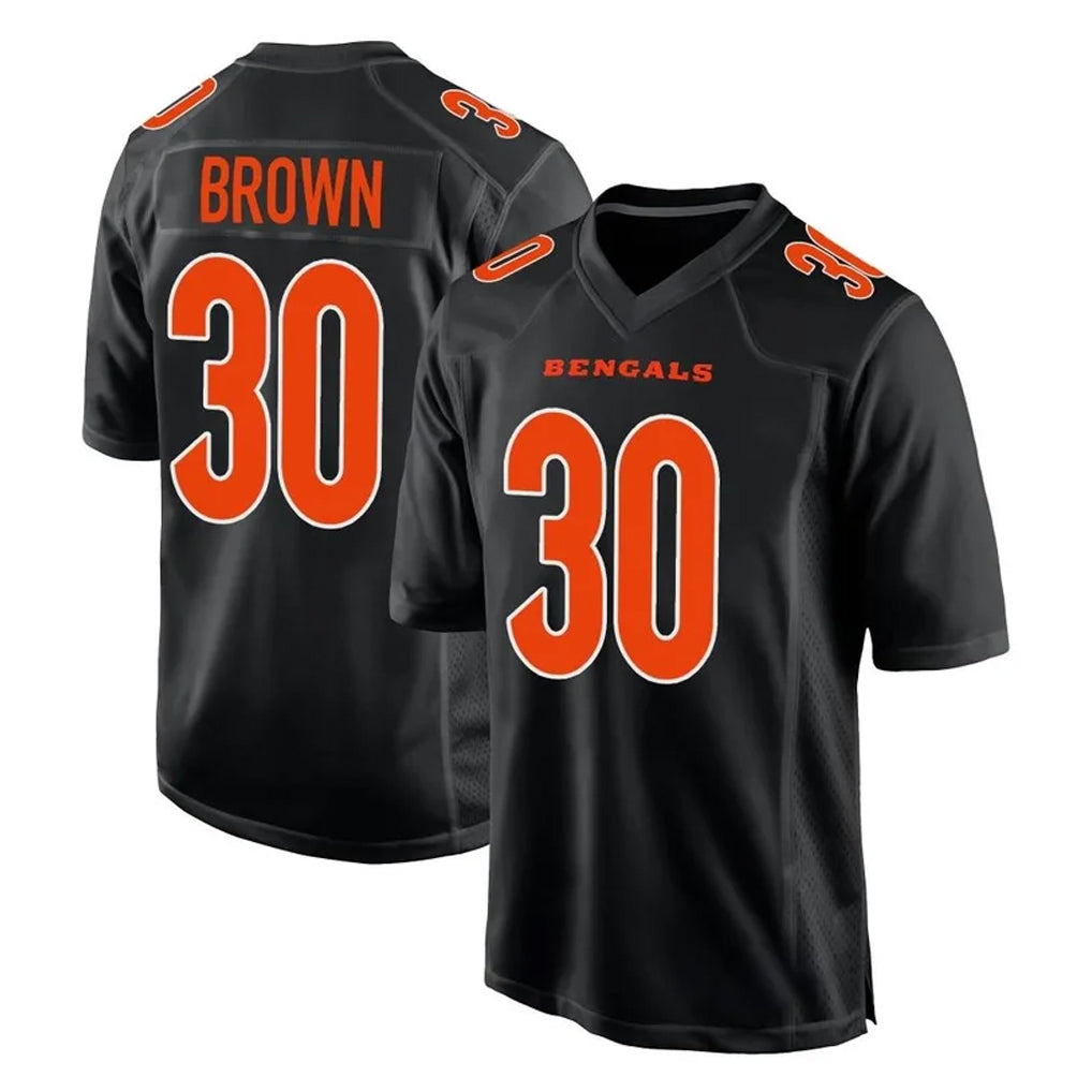 Elroe C.Bengals #30 Chase Brown Player Black Fashion Game Stitched Jerseys