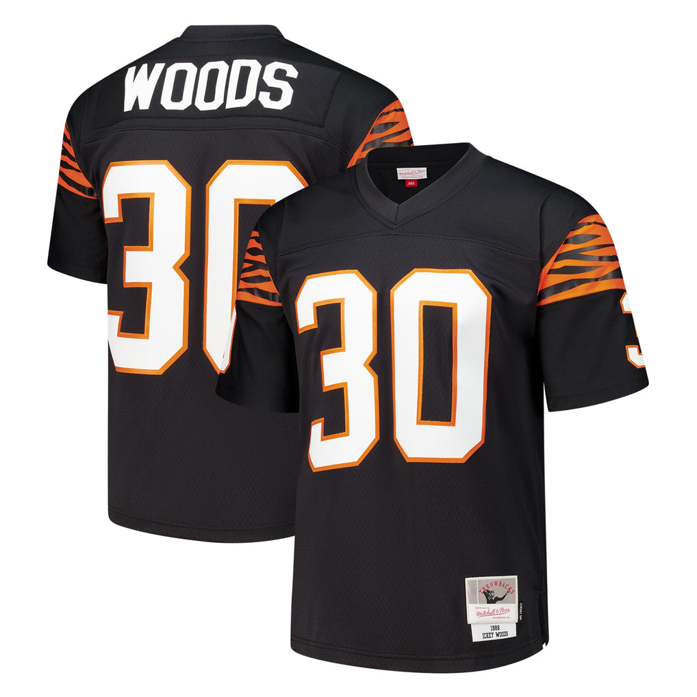 Elroe C.Bengals #30 Ickey Woods Player Black Mitchell & Ness 1988 Legacy Replica Stitched Jerseys