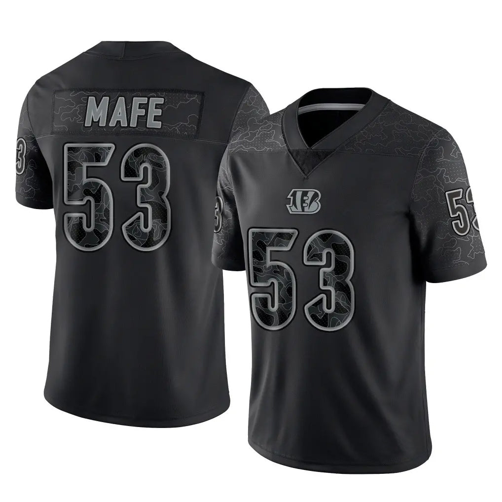 Elroe C.Bengals #53 Boye Mafe Player Black Reflective Limited Game Stitched Jerseys