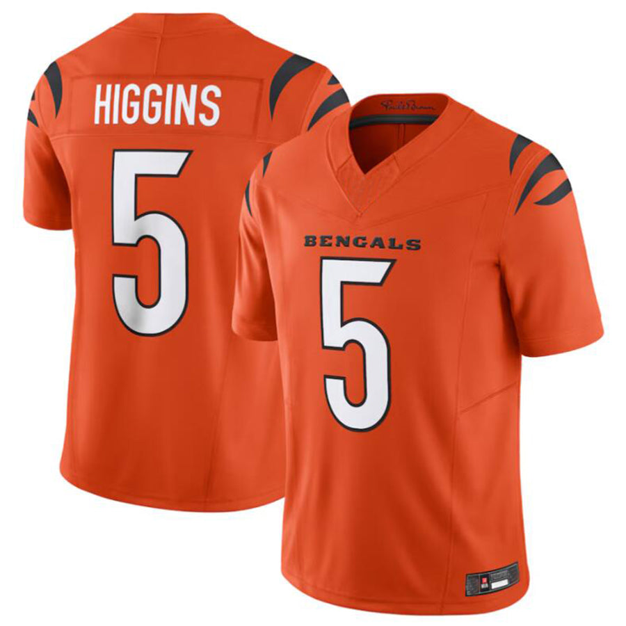 ElroeC.Bengals #5 Tee Higgins Orange Vapor Untouchable Limited Jersey American Stitched  Jerseys