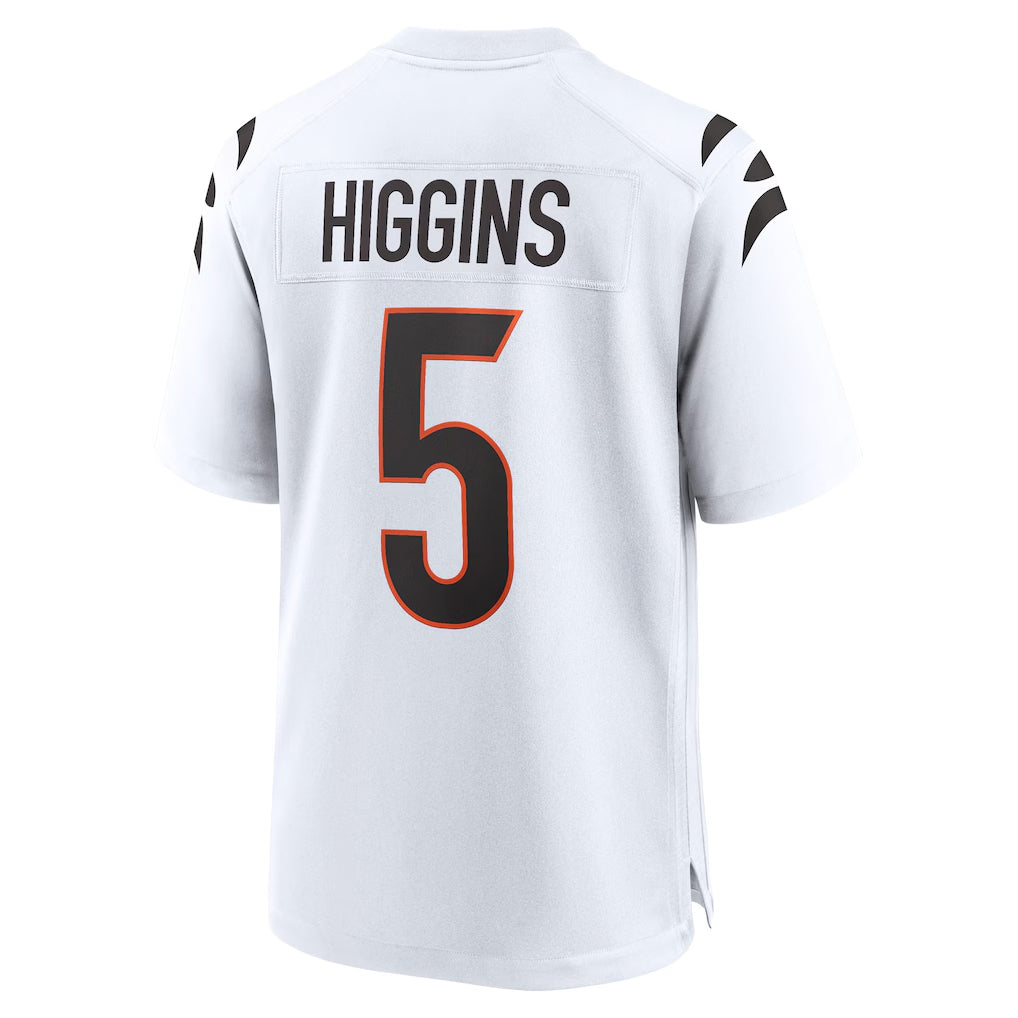 Elroe C.Bengals #5 Tee Higgins Player White Home Game Stitched Jerseys